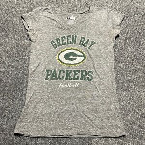 NFL Green Bay Packers gray v-neck short sleeve tee-large